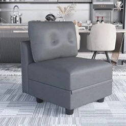 LLappuil Modular Sofa Middle Module With Storage For Customizable Sectional Couch, Accent Armless Chair, Waterproof, Anti-Scratch And Antistatic Fabric Sectional, Brown -Safavieh Furnitue Shop 51rR1TSXuOL. AC