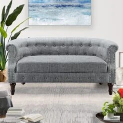 Rosevera Chancy Reading Small Armchair Arm Living Set Accent Club Room Barrel Chairs Bedroom Loveseat, Standard, Blue Sofa -Safavieh Furnitue Shop 51rZsh2M cL. AC