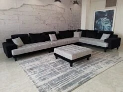 Stendmar Multifunction 2-Tone Black/Gray Microfiber Big Sectional Couch Sofa Set S150RBG -Safavieh Furnitue Shop 51rm418NGJL