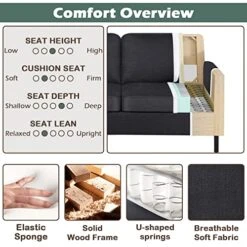 STHOUYN 56" W Fabric Loveseat Sofa With 2 USB, Small Couches For Living Room, Bedroom, Office, Easy Assembly & Comfy Cushion, Dark Grey 15 STHOUYN 56" W Fabric Loveseat Sofa With 2 USB, Small Couches For Living Room, Bedroom, Office, Easy Assembly & Comfy Cushion, Dark Grey -Safavieh Furnitue Shop 51roecyL9uL