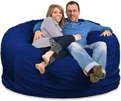 ULTIMATE SACK 6000 (6 Ft.) Bean Bag Chair Cover In Multiple Colors: Cover ONLY. (6000, Navy Suede) -Safavieh Furnitue Shop 51rsDEHOMmL. AC