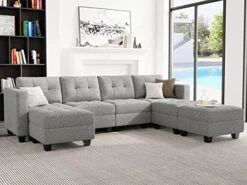 Belffin Modular Sectional Sofa Set With Ottomans Oversized U Shaped Sofa Set With Storage Seat Modular Sofa Couch With Reversible Chaises Modern Fabric Dark Grey -Safavieh Furnitue Shop 51s SrHPapL. AC