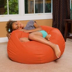 Big Comfy Bean Bag Chair: Posh Large Beanbag Chairs With Removable Cover For Kids, Teens And Adults - Polyester Cloth Puff Sack Lounger Furniture For All Ages - 27 Inch - Solid Orange -Safavieh Furnitue Shop 51s6MN5vCuL