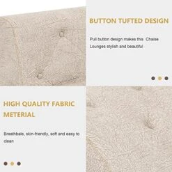 POINTANT Chaise Lounge Indoor Upholstered Armless Chaise Lounge Chair Button Modern Recliner Sofa Sleeper Sofa For Living Room, Bedroom-Beige -Safavieh Furnitue Shop 51sJ3GHeMdL