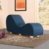 Avana Chaise Lounge Chair For Stretching And Relaxation, Maple Wood Feet, Microvelvet - Marine