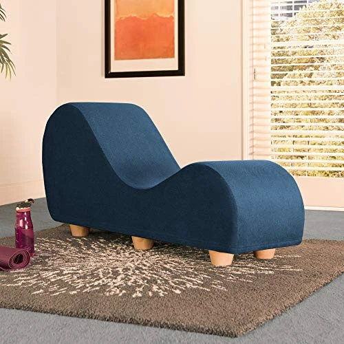 Avana Chaise Lounge Chair For Stretching And Relaxation, Maple Wood Feet, Microvelvet - Marine 1 Avana Chaise Lounge Chair For Stretching And Relaxation, Maple Wood Feet, Microvelvet - Marine