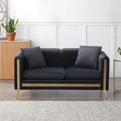 CALABASH 2 Piece Living Room Furniture Sets, Modern Tufted Velvet Sofa Couch And Loveseat With Removable Cushions Side Pocket And 4 Pillows For Bedroom Apartment(Black, 2+3 Seat) -Safavieh Furnitue Shop 51sKlBKwCwL