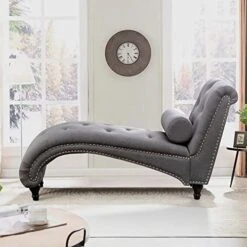 ALISH Chaise Lounge Indoor Upholstered Chaise Lounge Chair Modern Recliner Sofa Sleeper Sofa For Living Room, Bedroom Gray 9 ALISH Chaise Lounge Indoor Upholstered Chaise Lounge Chair Modern Recliner Sofa Sleeper Sofa For Living Room, Bedroom Gray -Safavieh Furnitue Shop 51soCzllmzL