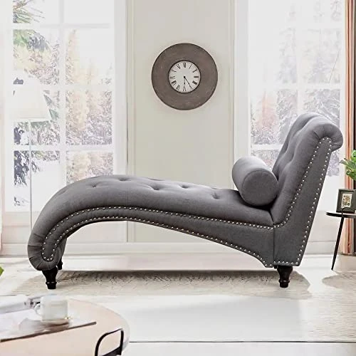 ALISH Chaise Lounge Indoor Upholstered Chaise Lounge Chair Modern Recliner Sofa Sleeper Sofa For Living Room, Bedroom Gray 3 ALISH Chaise Lounge Indoor Upholstered Chaise Lounge Chair Modern Recliner Sofa Sleeper Sofa For Living Room, Bedroom Gray - Image 3