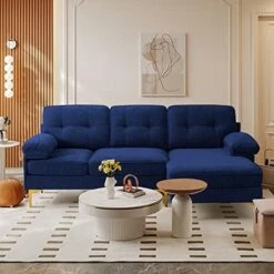 LEISLAND 79" Modern Sectional Sofa Couch For Living Room, Small Couches For Small Spaces, Chenille L Shaped Sofas With Solid Wood Frame, Detachable Cover, Attached Armrest, Easy To Install(Navy Blue) -Safavieh Furnitue Shop 51t9VzwKjTL. AC