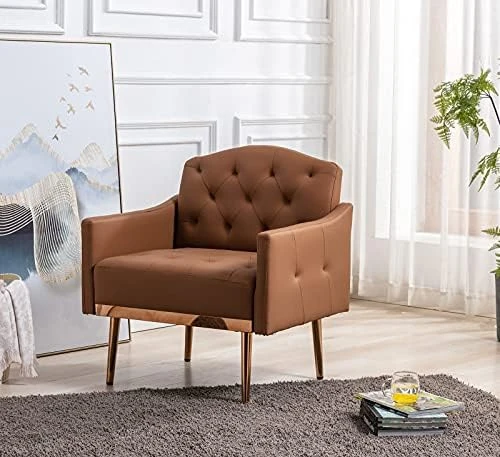 KINFFICT Modern Accent Chair, Upholstered Single Sofa Arm Chair For Living Room And Bedroom, Upholstered Comfy Armchair Chair With Solid Tapered Metal Legs, White 8 KINFFICT Modern Accent Chair, Upholstered Single Sofa Arm Chair For Living Room And Bedroom, Upholstered Comfy Armchair Chair With Solid Tapered Metal Legs, White - Image 8