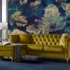 Iconic Home Levin Left Hand Facing Sectional Sofa L Shape Chaise Velvet Button Tufted Rolled Arm With Nail Head Trim Tone Metal Y-Leg With 2 Accent Pillows Modern Contemporary, Gold
