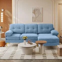 LEISLAND 79" Modern Sectional Sofa Couch For Living Room, Small Couches For Small Spaces, Chenille L Shaped Sofas With Solid Wood Frame, Detachable Cover, Attached Armrest, Easy To Install(Navy Blue) -Safavieh Furnitue Shop 51tPh0 Si6L. AC