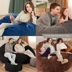 HABUTWAY Bean Bag Chair: Giant 4' Memory Foam Furniture Bean Bag Chairs For Adults With Microfiber Cover - 4Ft, Grey -Safavieh Furnitue Shop 51tVUU0IViL