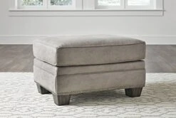Signature Design By Ashley Olsberg Faux Leather Loveseat With Nailhead Trim And 2 Accent Pillows, Gray & Olsberg Faux Leather Ottoman With Nailhead Trim, Gray -Safavieh Furnitue Shop 51tfpe1bmNL