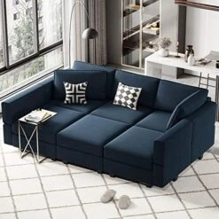 Belffin Modular Velvet Sectional Sofa With Chaise Lounge Sectional Sleeper Sofa With Storage Chaise Sofa Bed Couch For Living Room Blue… -Safavieh Furnitue Shop 51uHargLUvL. AC