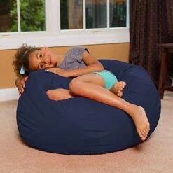 Posh Creations Bean Bag Chair For Kids, Teens, And Adults Includes Removable And Machine Washable Cover, Solid Navy Blue, 38in - Large -Safavieh Furnitue Shop 51uKNKHuFLL