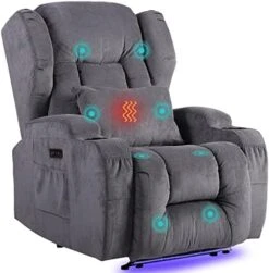 SAMERY Electric Power Recline Chair Loveseat RV Sofa With Console + Single Massage Recliner Chairs, Double Recliner 2-Seater RV Couch Home Theater Seating With USB Charging/Lighting/Cup Holders -Safavieh Furnitue Shop 51uaKkundSL. AC