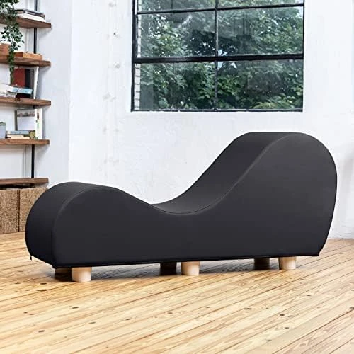 Avana Chaise Lounge Chair For Stretching And Relaxation, Maple Wood Feet, Microvelvet - Marine 5 Avana Chaise Lounge Chair For Stretching And Relaxation, Maple Wood Feet, Microvelvet - Marine - Image 5