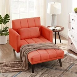 AWQM Convertible Chair Bed Sleeper,3-in-1 Futon Sofa Bed Chair With Adjustable Backrest,Tufted Velvet Chaise Lounge Sofa Bed Couch, Sleeper Chair Recliner Sofa Chair For Small Space,Red -Safavieh Furnitue Shop 51vOofC4LQL