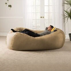 Jaxx 7 Foot Giant Bean Bag Sofa, Camel -Safavieh Furnitue Shop 51vZbTbkesL