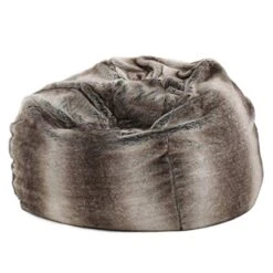 Heavy Metal Inc Meridian Bean Bag Plush Faux Fur Chair | Comfortable And Fun Beanbag For The Whole Family| Non-Spill Memory Foam Filling (Ash White)