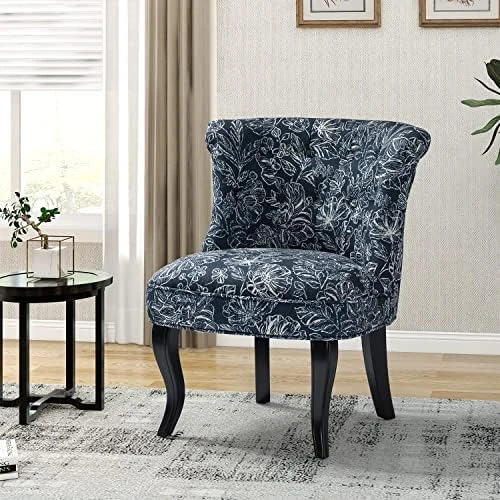 TINA'S HOME Tan Upholstered Velvet Small Chair Tufted Armless Accent Chair With Black Birch Wood Legs 7 TINA'S HOME Tan Upholstered Velvet Small Chair Tufted Armless Accent Chair With Black Birch Wood Legs - Image 7