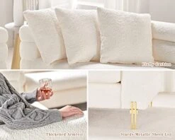 AMERLIFE Sofa, 2 Piece Sofa Set, Loveseat Set- Oversize Sofa Couch, Comfy Sofa For Living Room- Bouclé Deep Seat Sofa, White Sofa -Safavieh Furnitue Shop 51w62rfM1aL