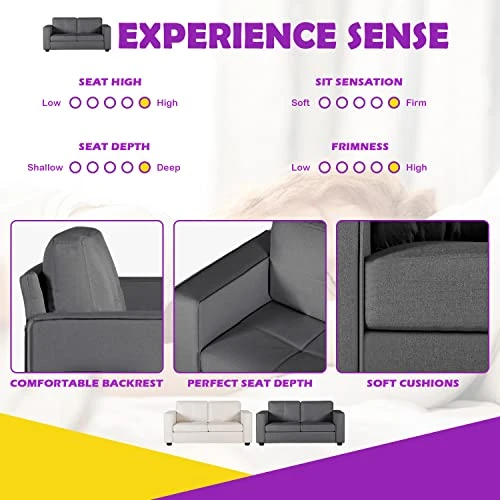 TYBOATLE Modern Living Room Sectional Sofa Sets 2 Piece, 65” W Tufted Mid-Century Loveseat Couch W/ 2 USB Charging Ports And Comfy Accent Arm Chairs For Small Space, Apartment, Office (Dark Grey) 4 TYBOATLE Modern Living Room Sectional Sofa Sets 2 Piece, 65” W Tufted Mid-Century Loveseat Couch W/ 2 USB Charging Ports And Comfy Accent Arm Chairs For Small Space, Apartment, Office (Dark Grey) - Image 4