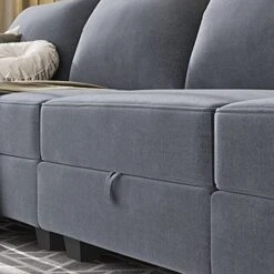 HONBAY Modular Sectional Sofa With Reversible Chaises Sofa With Ottoman U Shaped Sectional Couch For Living Room, Bluish Grey -Safavieh Furnitue Shop 51wxbQLnmDS