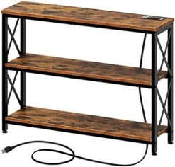 Rolanstar Sofa Table With Charging Station, 3 Tier Narrow Console Table With Storage Shelf And Power Outlet, 47” Entryway Table Metal Frame Behind Sofa Couch Hallway Entrance For Living Room -Safavieh Furnitue Shop 51x3Jf7BhhL. AC