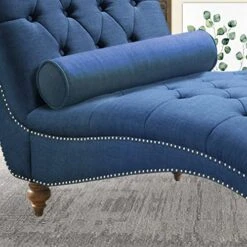 Rosevera Deedee Linen Upholstered Chaise Lounge Chair With Nailhead Trim For Living Room And Bedroom, Standard, Royal Navy -Safavieh Furnitue Shop 51x6rJ0iTgL