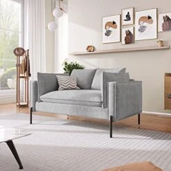 2-Piece Linen Fabric Sofa Set With USB Charging Ports, Morden Style Upholstered Sofa And Loveseat Sets With 3 Seat Sofa Couch And Loveseat Sofa For Living Room, Apartment (2+3 Seat, Grey) -Safavieh Furnitue Shop 51xEUbFsZwL