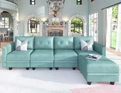 LLappuil Modular Sectional Sofa With Reversible Chaise U Shaped Sectional Storage Couch With Ottoman For Living Room, Denim Blue -Safavieh Furnitue Shop 51xLVZIXL0L. AC