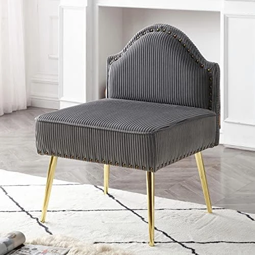 Homtique Velvet Loveseat & Accent Chair 3 Piece Set, Modern Upholstered Living Room Furniture Set, Armless Loveseat Settee With Gold Metal Legs, For Small Space, Bedroom, Apartment, Orange 9 Homtique Velvet Loveseat & Accent Chair 3 Piece Set, Modern Upholstered Living Room Furniture Set, Armless Loveseat Settee With Gold Metal Legs, For Small Space, Bedroom, Apartment, Orange - Image 9