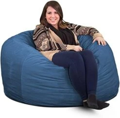 ULTIMATE SACK 4000 (4 Ft.) Bean Bag Chair: Giant Foam-Filled Furniture - Machine Washable Covers, Durable Inner Liner, 100% Virgin Foam. Comfy Bean Bag Chair. (Black, Suede) -Safavieh Furnitue Shop 51y8Zxu5HL. AC