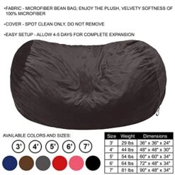 Amazon Basics Memory Foam Filled Bean Bag Chair With Microfiber Cover - 6-Foot, Gray -Safavieh Furnitue Shop 51yChtD1uKL
