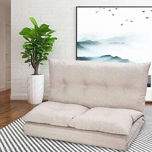 YSKWA Adjustable Fabric Folding Chaise Lounge Sofa Chair Floor Couch, Foldable With 5 Reclining Position, Love Seat,Beige 5 YSKWA Adjustable Fabric Folding Chaise Lounge Sofa Chair Floor Couch, Foldable With 5 Reclining Position, Love Seat,Beige - Image 5