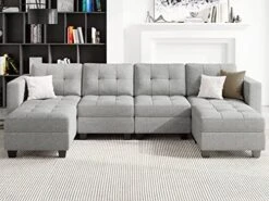 Belffin Modular Sectional Sofa Set With Ottomans Oversized U Shaped Sofa Set With Storage Seat Modular Sofa Couch With Reversible Chaises Modern Fabric Dark Grey -Safavieh Furnitue Shop 51zPB3f7wNL. AC