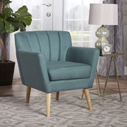 Christopher Knight Home Merel Mid Century Modern Fabric Club Chair, Dark Teal/Natural -Safavieh Furnitue Shop 51zpTc8aqcL