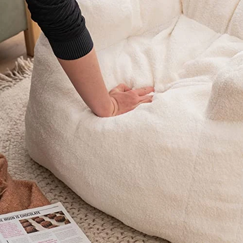 Beanbags Bean Bag Chair, Ultra Soft Teddy Fabric Arm Chair For Adults Kids, Comfy Leisure Sofa Chair For Bedroom, Living Room, Apartment, Ivory 3 Beanbags Bean Bag Chair, Ultra Soft Teddy Fabric Arm Chair For Adults Kids, Comfy Leisure Sofa Chair For Bedroom, Living Room, Apartment, Ivory - Image 3