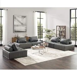 Volans Sherpa Fleece Sectional Sofa, Mid Century Modern Upholstered Square Modular Sectional Sofa Couch With Two Removable Non-Slip Pillows, Living Room Sofa Set, Grey, 1 Pcs -Safavieh Furnitue Shop 51zzy4ydwzL. AC