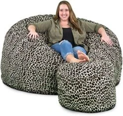 ULTIMATE SACK 6000 Bean Bag Chair W/Footstool: Giant Foam-Filled Furniture - Machine Washable Covers, Double Stitched Seams, Durable Inner Liner, And 100% Virgin Foam Footstool Incl. (Grey, Suede) -Safavieh Furnitue Shop 61BRBGSLXfL. AC