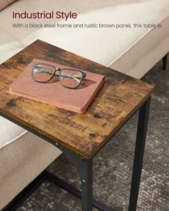 VASAGLE C-Shaped End Table, Small Side Table For Couch, Sofa Table With Metal Frame For Living Room, Bedroom, Bedside, Rustic Brown And Black -Safavieh Furnitue Shop 61GJEPVEWUL