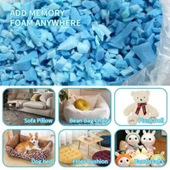 Anuwaa 5 Pounds Bean Bag Filler, Shredded Memory Foam Filling, Premium Soft Bean Bag Filling, 100% Real Memory Foam For Dog Bed, Couch Cushion, And Pillow For Arts And Crafts, Blue -Safavieh Furnitue Shop 61LwqsDGK0L
