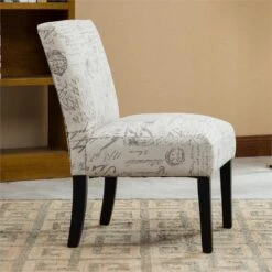 Roundhill Furniture Botticelli English Letter Print Fabric Armless Contemporary Accent Chair, Single -Safavieh Furnitue Shop 61NzxTsf3SL