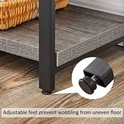 BON AUGURE Rustic Console Table Behind Sofa, Industrial Entryway Table With Storage Shelves, 3 Tier Long Bookshelf For Entry (55 Inch, Dark Grey Oak) -Safavieh Furnitue Shop 61VKH4JAB1S