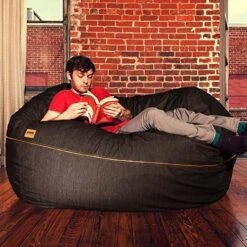 Jaxx 7 Foot Bean Bag Sofa, Charcoal -Safavieh Furnitue Shop 61diMfjUp5L. AC