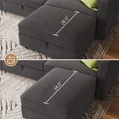 HONBAY Oversized Modular Sectional Sofa With Storage Seat Reversible L Shaped Modular Sectional Sofa With Deep Seat & Wide Chaise, Dark Grey -Safavieh Furnitue Shop 61ejEOFoaZL