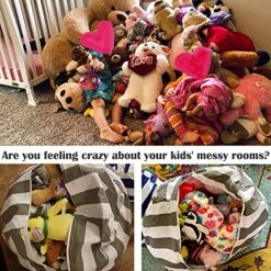 2-pack Stuffed Animal Storage Bean Bags For Kids Room Empty Animal Beanbag Chair Covers Only Without Filling Small Storage Bags For Toddlers, Children, Boys, Girls Room Decor, White Grey Blue Stripes -Safavieh Furnitue Shop 61hrJEyYhlS